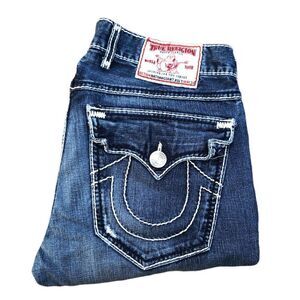 Vintage True Religion Jeans Size 33 Nathan Giant Big T Blue